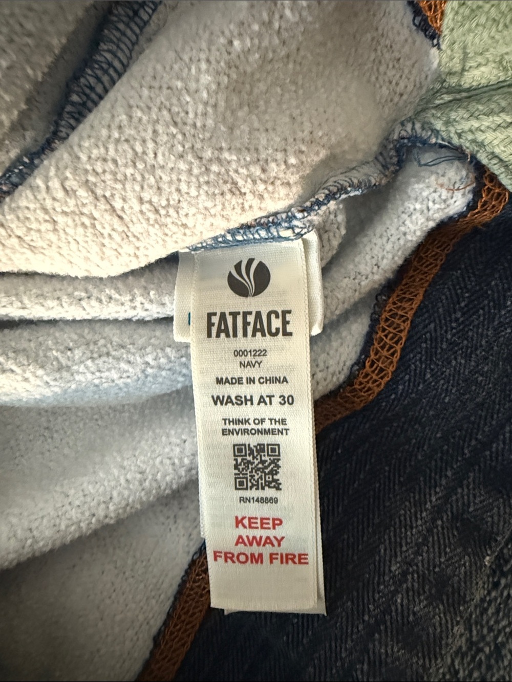 Fat Face Kids Colorblock Half-Zip Jacket in Blue, Orange & Green - Picture 6 of 7